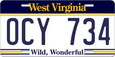 WV license plate OCY734