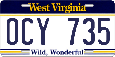 WV license plate OCY735