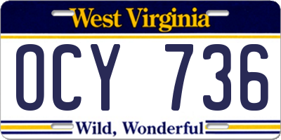 WV license plate OCY736