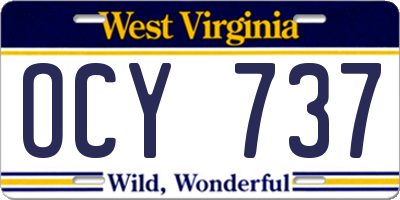 WV license plate OCY737