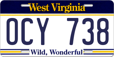 WV license plate OCY738