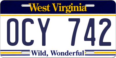 WV license plate OCY742
