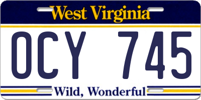 WV license plate OCY745