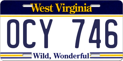 WV license plate OCY746