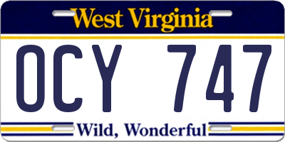 WV license plate OCY747
