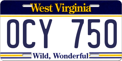 WV license plate OCY750