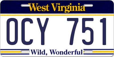 WV license plate OCY751