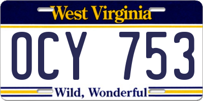 WV license plate OCY753