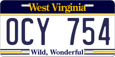 WV license plate OCY754