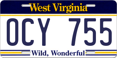 WV license plate OCY755