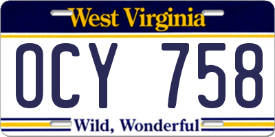 WV license plate OCY758
