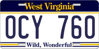 WV license plate OCY760