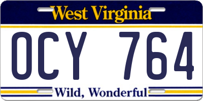 WV license plate OCY764