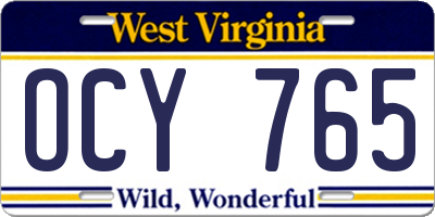 WV license plate OCY765