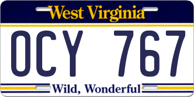 WV license plate OCY767