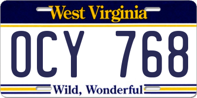 WV license plate OCY768