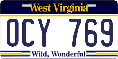 WV license plate OCY769
