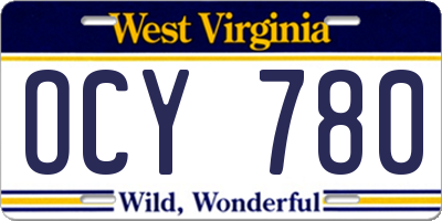 WV license plate OCY780