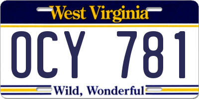 WV license plate OCY781