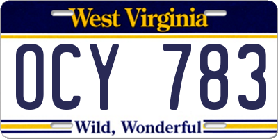 WV license plate OCY783