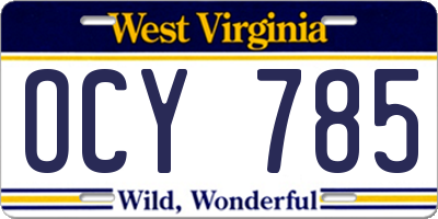 WV license plate OCY785