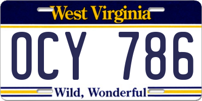WV license plate OCY786