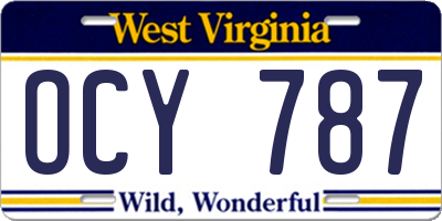 WV license plate OCY787