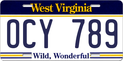 WV license plate OCY789