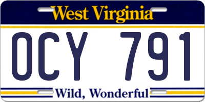 WV license plate OCY791