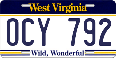WV license plate OCY792
