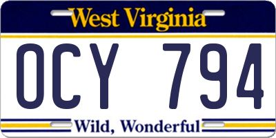 WV license plate OCY794