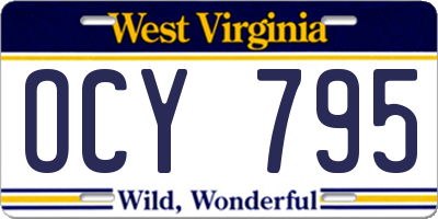WV license plate OCY795