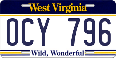 WV license plate OCY796