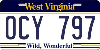 WV license plate OCY797