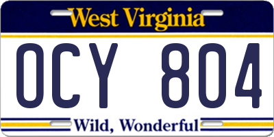 WV license plate OCY804