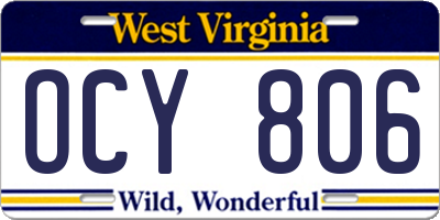 WV license plate OCY806