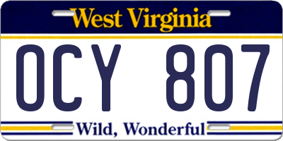 WV license plate OCY807