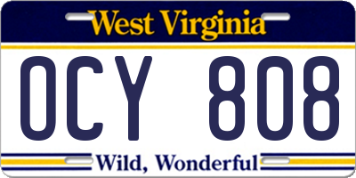 WV license plate OCY808