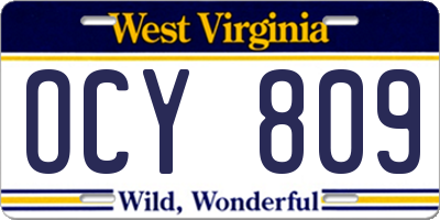 WV license plate OCY809