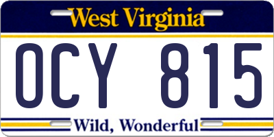 WV license plate OCY815