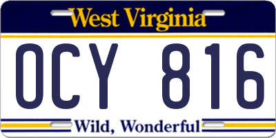 WV license plate OCY816