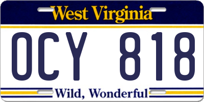 WV license plate OCY818
