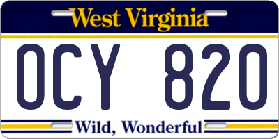 WV license plate OCY820