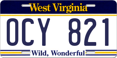 WV license plate OCY821