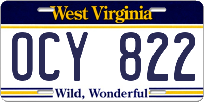 WV license plate OCY822