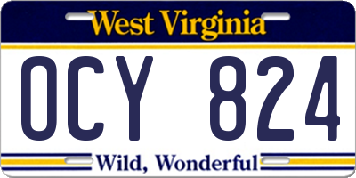 WV license plate OCY824