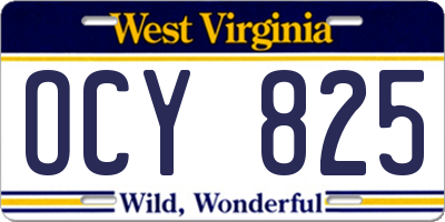WV license plate OCY825