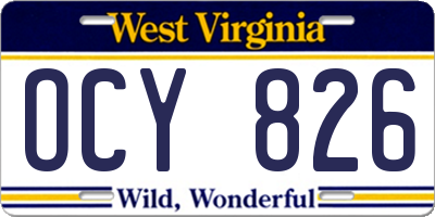 WV license plate OCY826