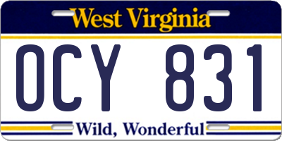 WV license plate OCY831
