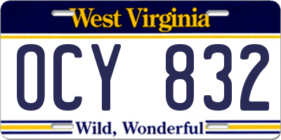 WV license plate OCY832